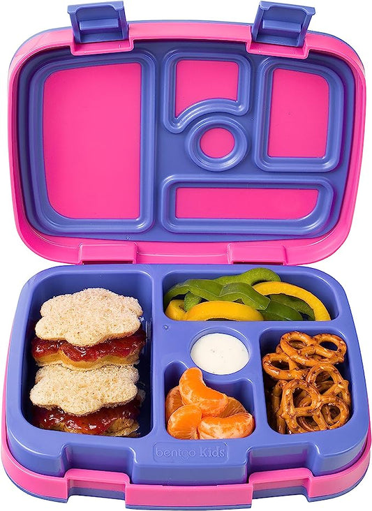 Bentgo® Kids Brights Bento-Style 5-Compartment Lunch Box - Ideal Portion Sizes for Ages 3 to 7 - Leak-Proof, Drop-Proof, Dishwasher Safe, BPA-Free, & Made with Food-Safe Materials (Fuchsia)