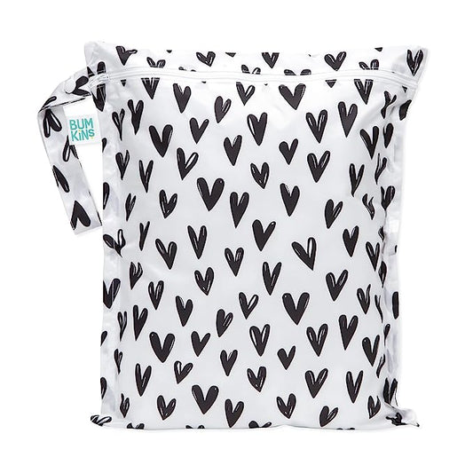 bumkins white bag black hearts