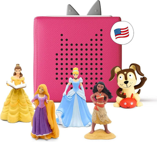 Toniebox Audio Player Starter Set with Cinderella, Belle, Moana, Tangled, and Playtime Puppy