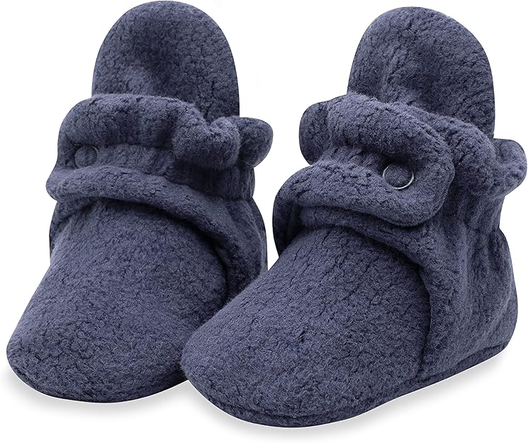 Zutano Fleece Baby Booties Denim Navy