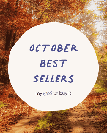 Autumn forest with 'October Best Sellers' text overlay