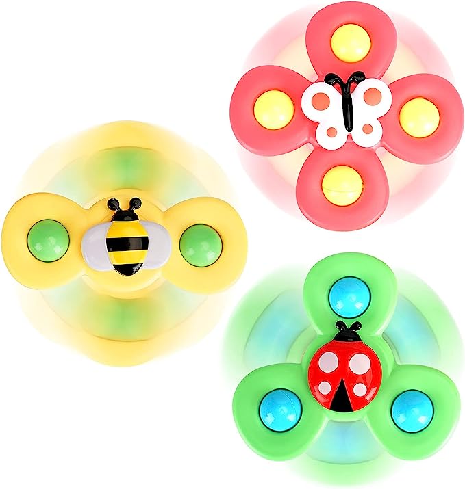 3PCS Suction Cup Spinner Toys for 1 2 Year Old Boys|Spinning top Baby Toys