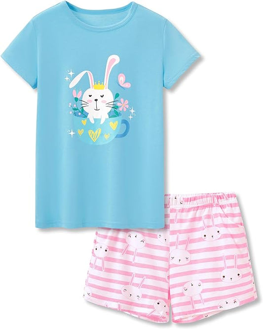 Blue & Pink Stripe Rabbit Pajamas