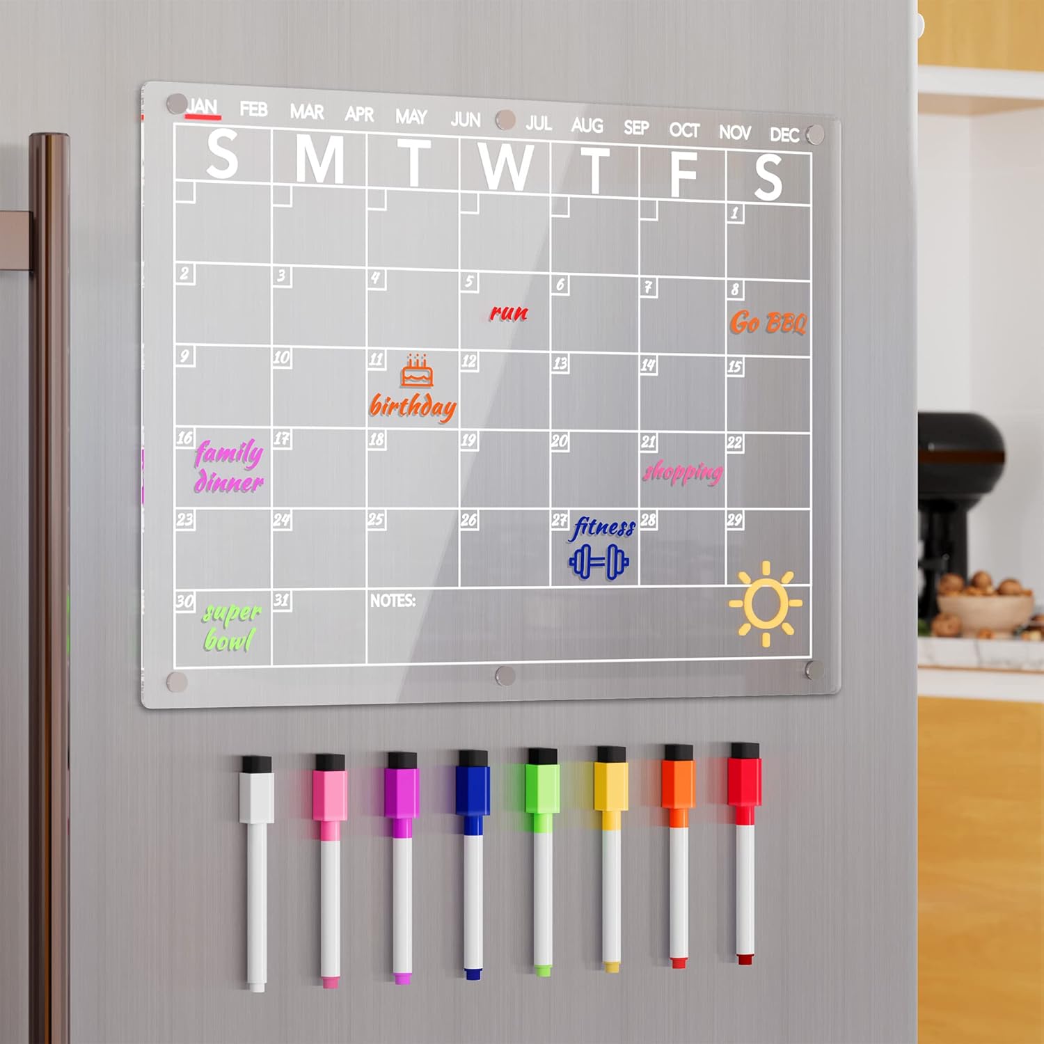 Acrylic Magnetic Dry Erase Calendar for Fridge