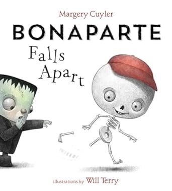 Book cover of 'Bonaparte Falls Apart' with illustrations of a skeleton and a monster.