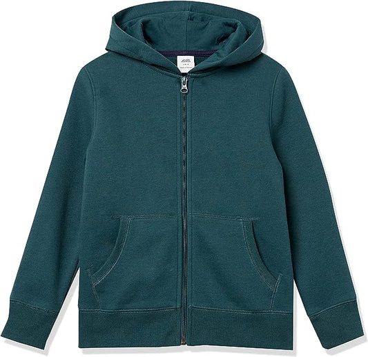 Boys Fleece Zip-Up Hoodie Sweatshirt (Dark Green)