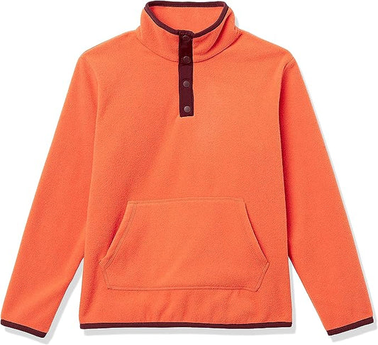 Boys' Polar Fleece Snap Placket Pullover Jacket (Orange)