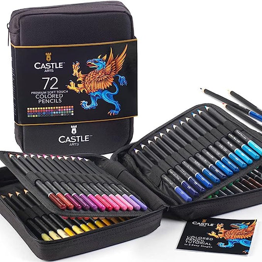castle art 72 colored pencils with black case