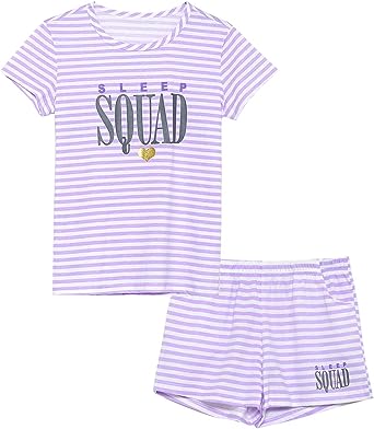 Cozchique Summer Pajamas for Girls – Stripe & Glittering Heart PJS Pal Cute Jammies Set