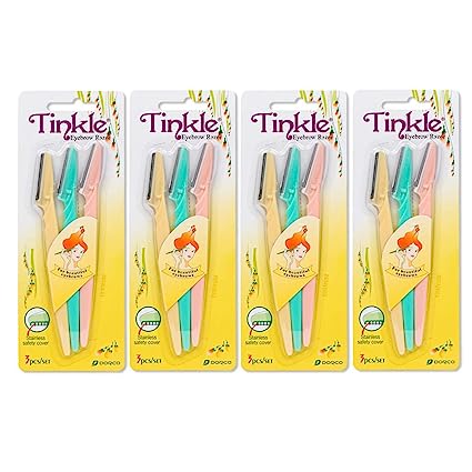 Dorco Tinkle Eyebrow Razors for Women, 12 Razors [3ct per pack(4pk)]