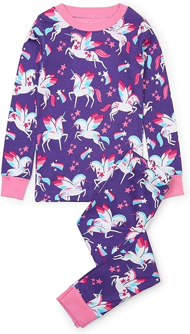 Hatley girls Organic Cotton Pajama Set (Rainbow Winged Unicorns)