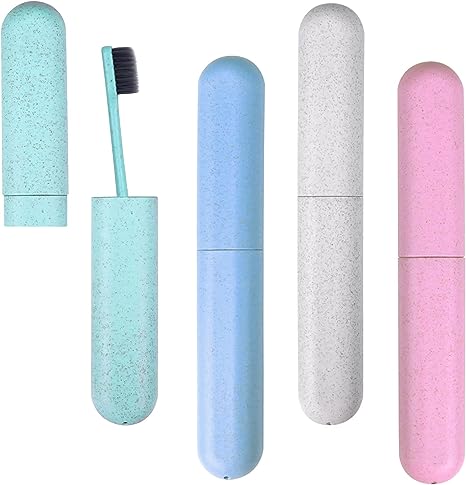 4 Pack Toothbrush Travel Case, Hooqict Portable Breathable Travel Toothbrush Holder for Traveling, Camping, Home, School, Business