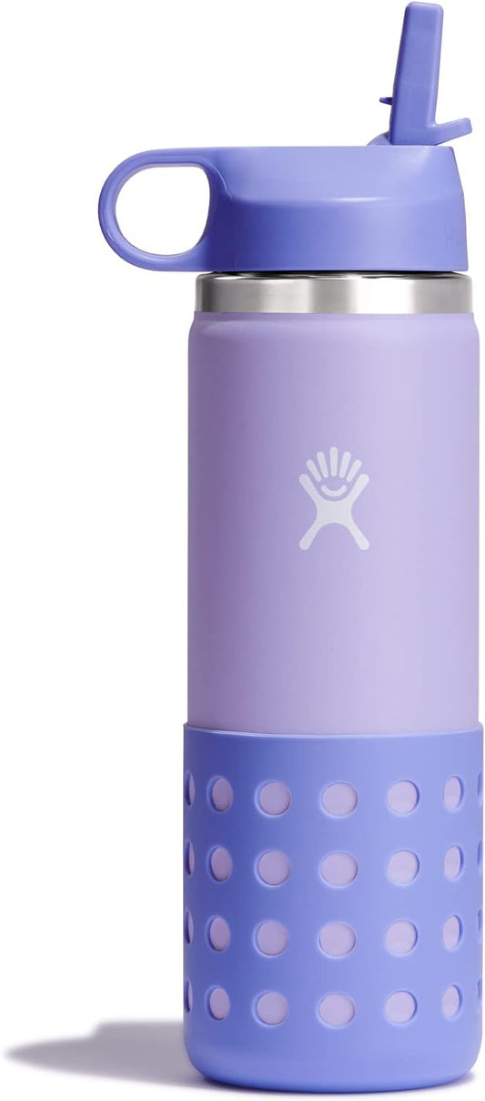 Hydro Flask 20 oz Kids Wide Mouth Straw Cap and Boot (Wisteria Color)