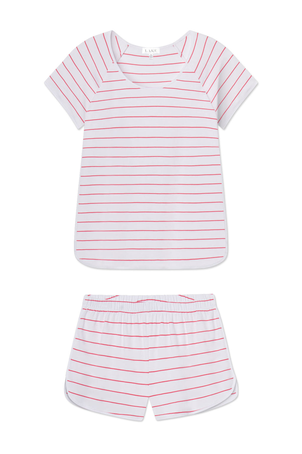 Lake Pajamas Pima Shorts Set in Geranium Boating Stripe