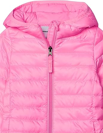 Girls Lightweight Water-Resistant Packable Hooded Puffer Jacket (Neon Pink)