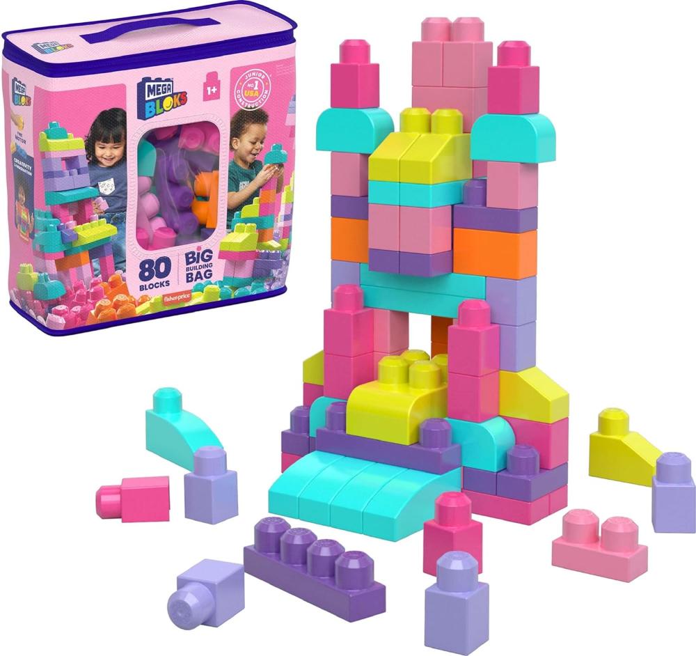 MEGA BLOKS First Builders Toddler Blocks Toys Set (Pink)