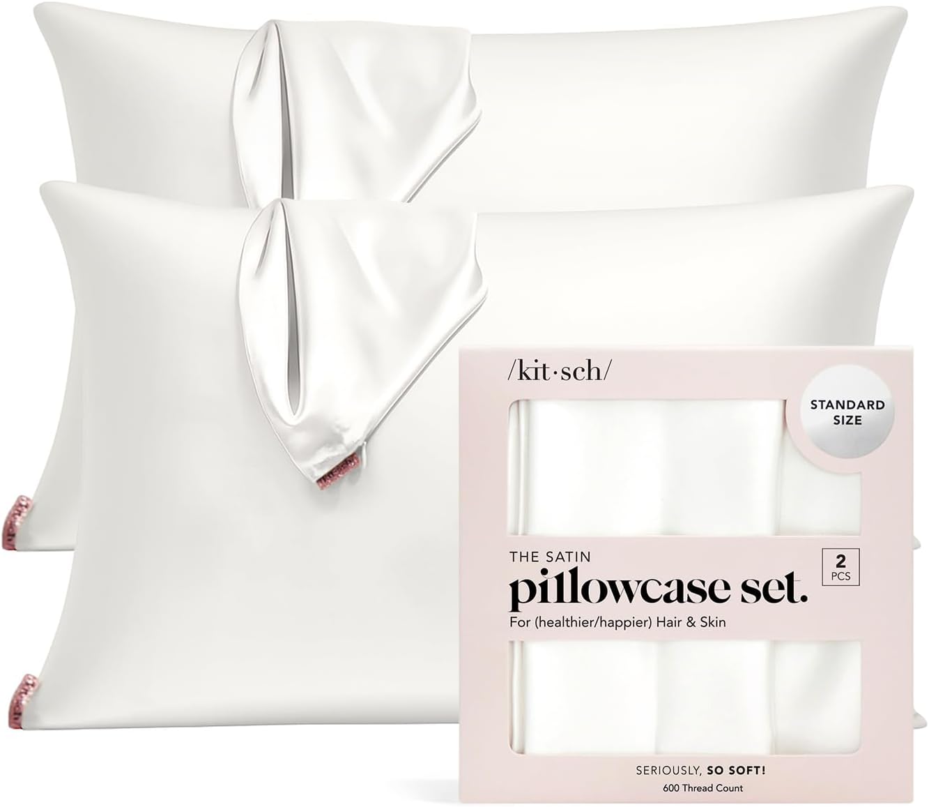 White Kitsch Satin Pillowcase
