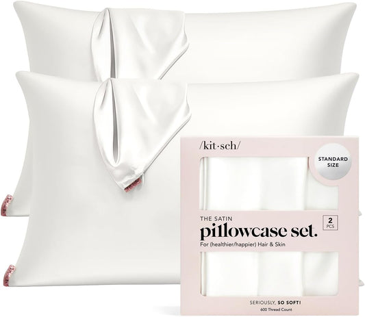 White Kitsch Satin Pillowcase