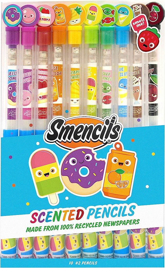 Smencils - 10 Scented Graphite HB #2 Pencils Made from 100% Recycled Newspapers