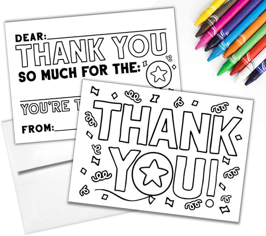 Tiny Expressions Kid's Coloring Thank You Cards with Envelopes