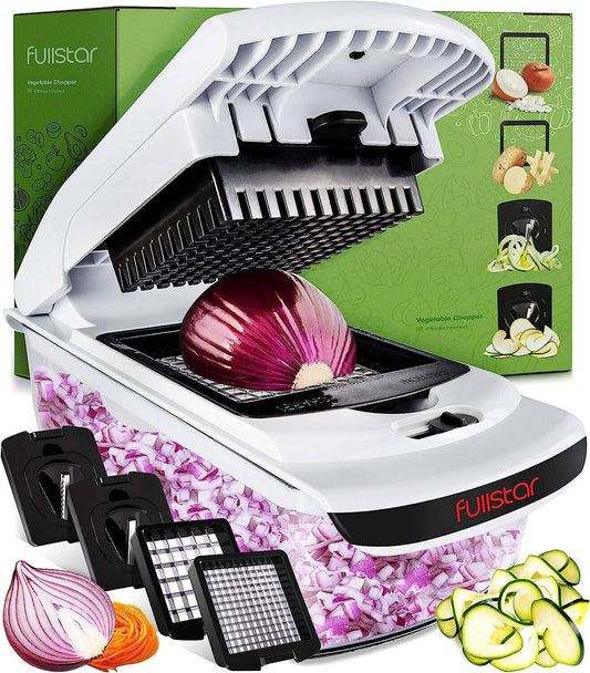 Vegetable Chopper with 4 different blades to dice onions, potatoes, cucumbers 