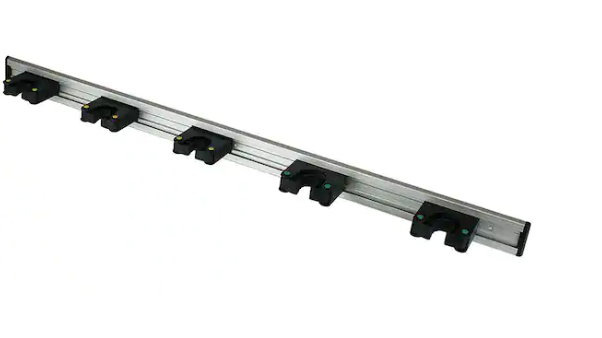 Everbilt 36 in. Adjustable Storage Wall Mount Tool Bar with 5 Rubber Grip Hooks in Black