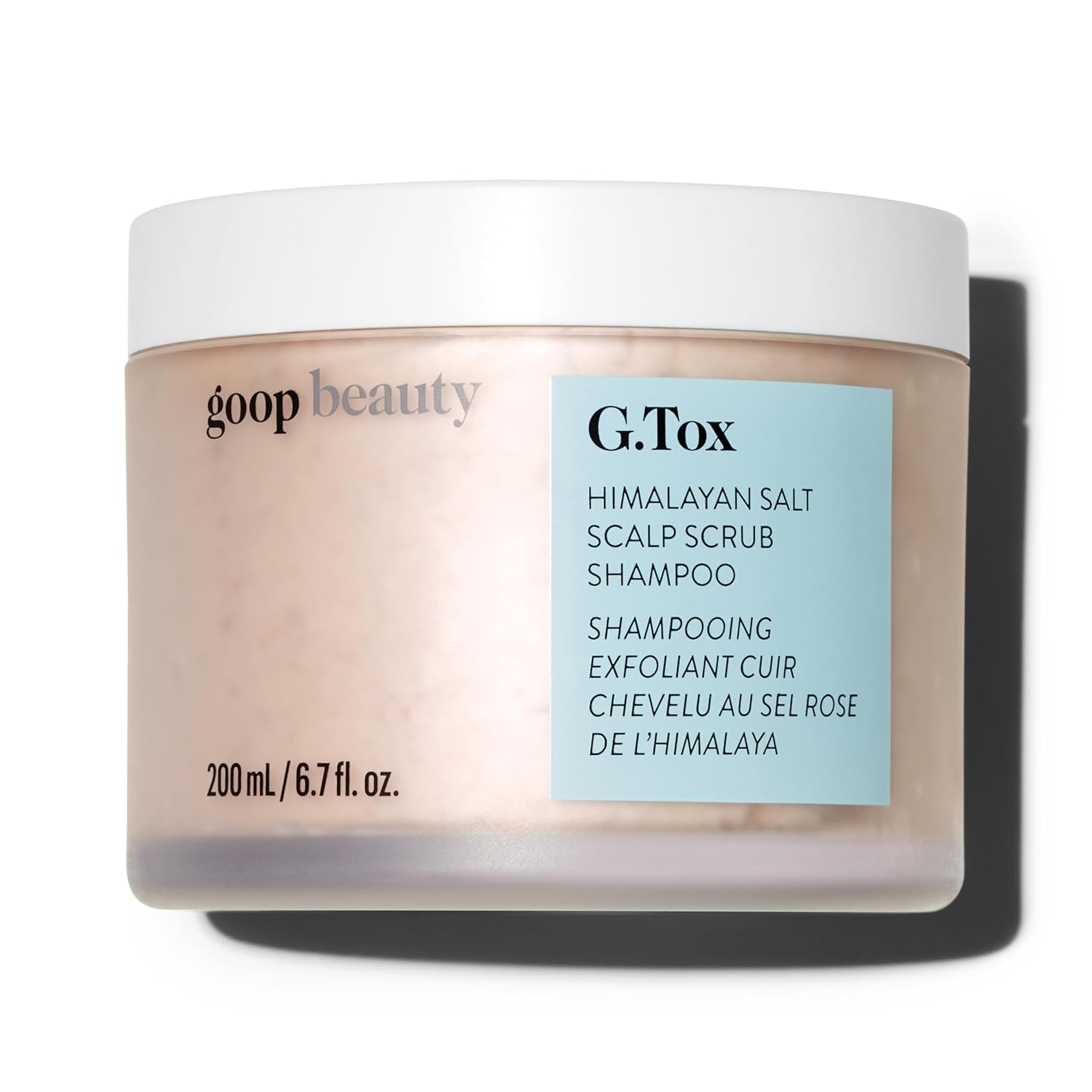 Goop beauty G.Tox Himalayan Salt Scalp Scrub Shampoo jar on a white background
