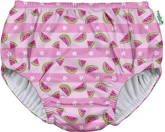 Reusable Toddler Swim Diaper in pink with watermelon pictures