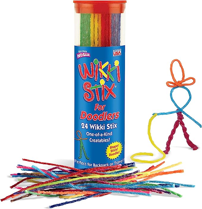 Wikki Stix for doodlers, 24 colorful pieces of self stick without glue